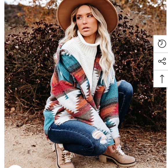 VICI Zion Distressed Button Down Shacket - Rust - Picture 9 of 15